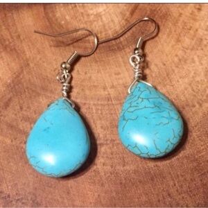Turquoise Teardrop Earrings Handmade